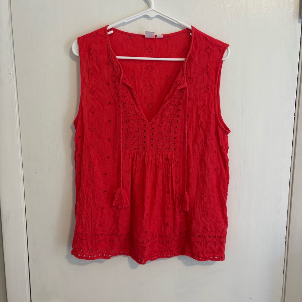 GAP Coral Eyelet Sleeveless Top